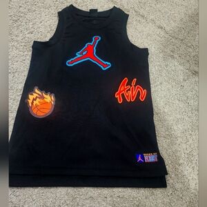 Jordan Black Tank Top with Red and Blue Accents